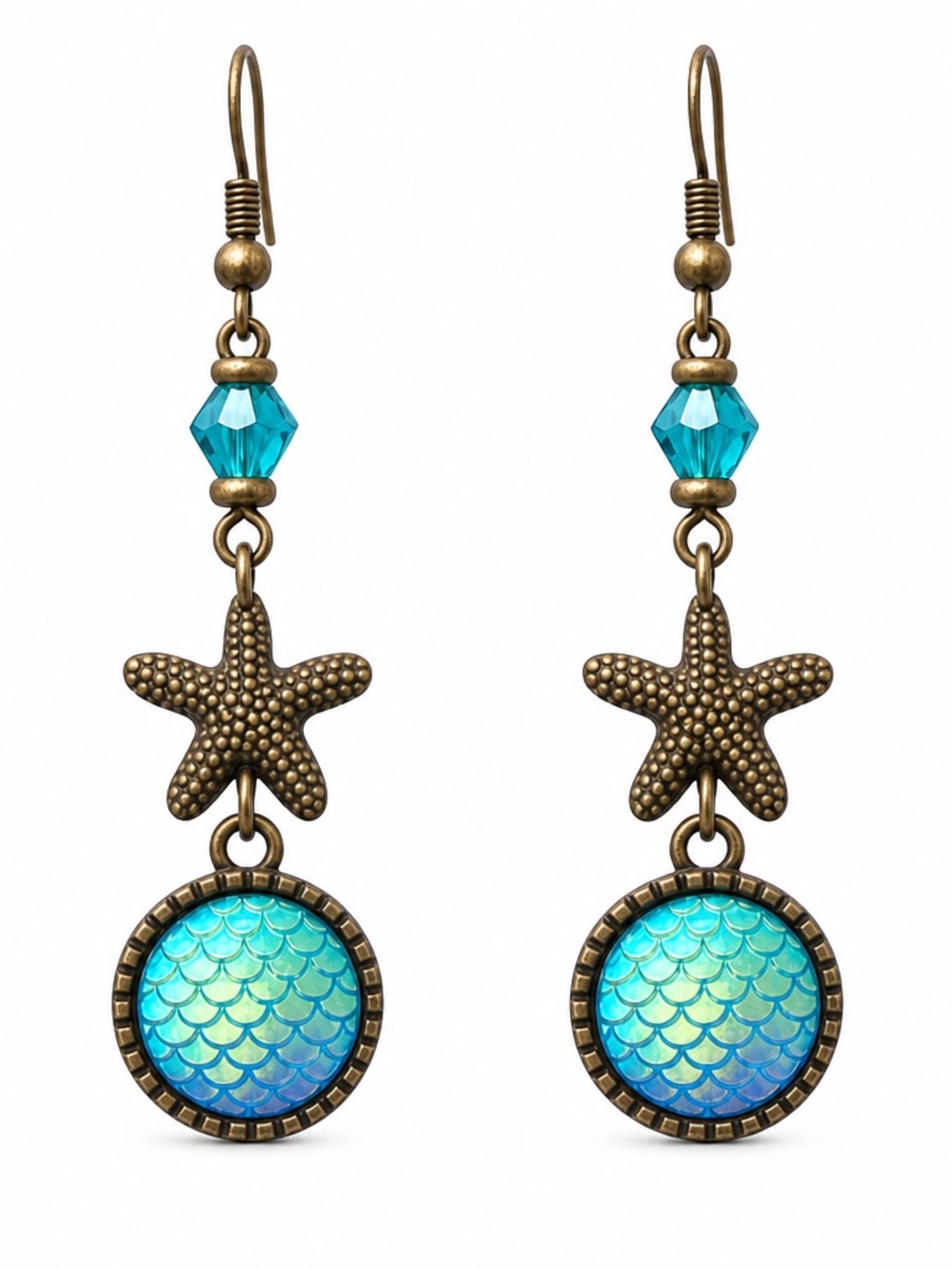 Turquoise Mermaid Scale Earrings